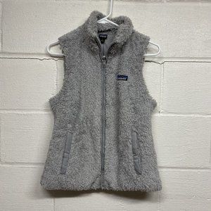 Patagonia Women’s Los Gatos Gray Fleece Vest Size Small Fuzzy Sherpa Full Zip
